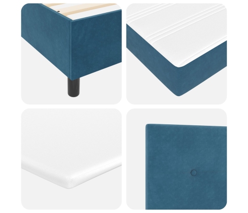Cama con Box Spring y Colchón  & LED Azul Oscuro 160x200 cm de Terciopelo