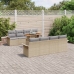 Juego de Sofá de Jardín de 9 Piezas con Cojines Beige Ratán Poli Acacia