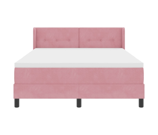 Cama con somier y colchón  Rosa 140x200 cm Terciopelo