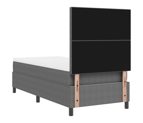 Cama con Base Tapizada  con Colchón Gris Claro 90x200 cm Tela de Terciopelo