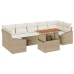 Conjunto de Comedor de Jardín  de 8 Piezas con Cojines Beige de Ratán Poliéster Acacia