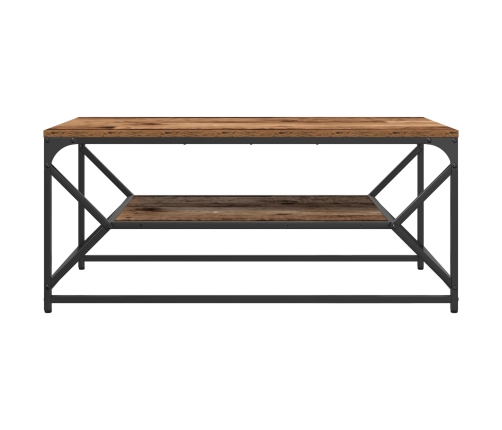 Mesa de café con estante de madera envejecida 90x50x40 cm, hecha de madera