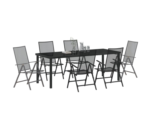 Conjunto de Comedor de Jardín  de 7 Piezas en Acero Antracita
