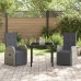 Set de comedor de jardín de 3 piezas con cojines Ratán Poliéster Gris