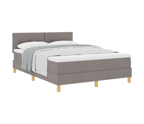 Cama con Box Spring con Colchón Taupe 140x190 cm Tela
