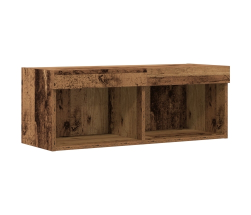 Gabinetes de pared para TV  con luces LED 2 pcs Madera vieja 80x30x30 cm