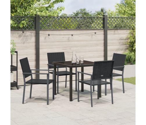 Conjunto de 3 Negro Ratán PE 54x62.5x89 cm Duradero