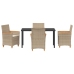 Conjunto de Comedor de Jardín  de 5 Piezas con Cojines Beige Poliratán