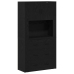 Alto Buffet Set de 2 Roble Negro Madera Elaborada