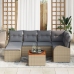Conjunto de Sofá de Jardín  de 7 Piezas con Cojines Beige Poliratán Acacia
