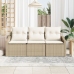 Set de Sofá de Jardín de 3 Piezas con Cojines Beige Polirratán