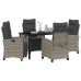 Conjunto de Comedor de Jardín de 5 Piezas Gris Ratán Poliéster