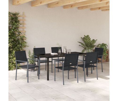 Set de 4 Negro Poliratán, acero con recubrimiento en polvo
