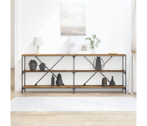 mesa consola  de madera vieja 200x30x75 cm en madera compuesta y acero