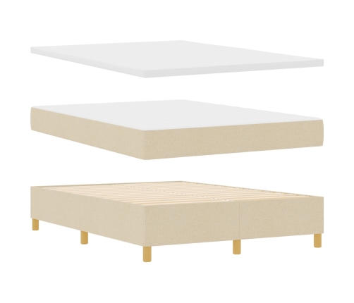 Cama con Somier y Colchón Crema 140x200 cm Tela