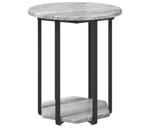 Mesa Lateral  2 pcs Gris Sonoma de Madera y Metal