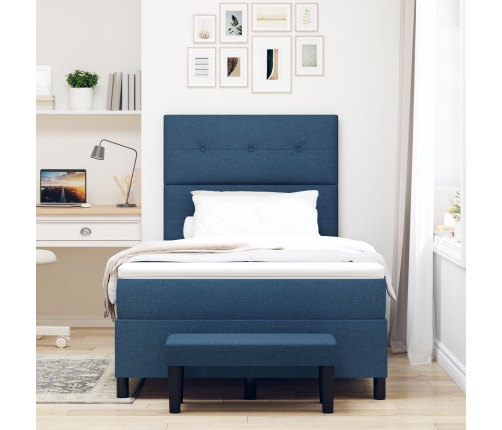 Cama con Box Spring y Colchón Azul 120x200 cm Tela