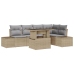 Set de Sofá de Jardín  6 Piezas Beige, Gris Ratán, Poliéster
