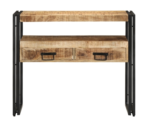 Mesas Auxiliares  Negras 90x33x75 cm de Madera Maciza de Mango y Metal