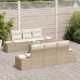 Conjunto de Sofá de Jardín de 7 Piezas con Cojines Beige Poliratán Acacia