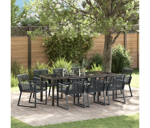 Conjunto de Comedor de Jardín  de 9 Piezas Negro Poliratán