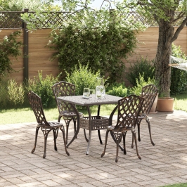 Conjunto de Comedor de Jardín de 5 Piezas  en Aluminio Fundido Bronce