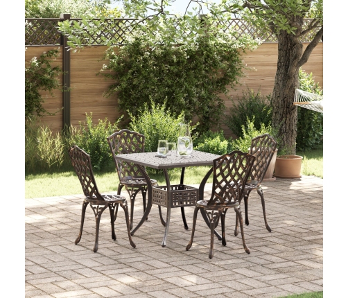 Conjunto de Comedor de Jardín de 5 Piezas  en Aluminio Fundido Bronce