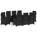 Conjunto de Comedor de Jardín de  de 9 Piezas con Cojines, Rattan Poliéster Negro