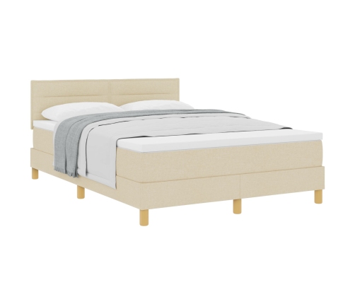 Cama con Base Tapizada Crema 140x200 cm Tela