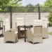 Set de Comedor de Jardín de 5 Piezas con Cojines Beige Poliratán