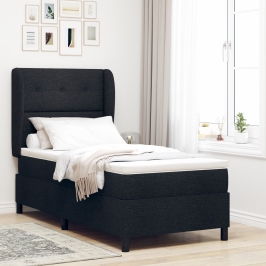 Cama Box Spring  con colchón Negro 100x200 cm Tela