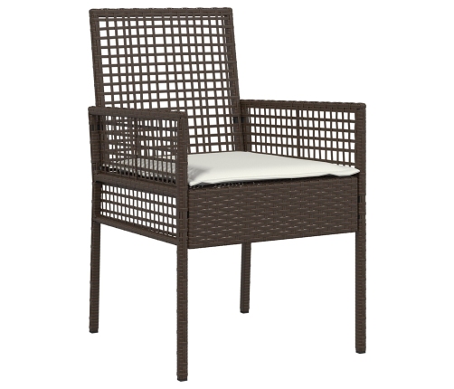 Conjunto de Comedor de Jardín  de 5 Piezas con Cojines Marrón Ratán Sintético