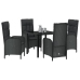 Conjunto de Comedor de Jardín de 5 Piezas  Negro Ratán Poli