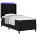 Cama Box Spring  con Colchón y LED Negro 90x200 cm Tela