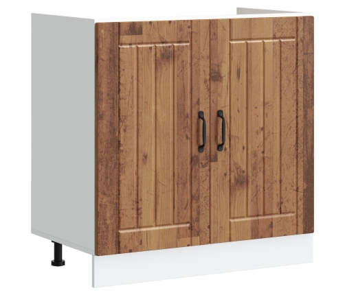 Gabinete de Cocina  'Lucca' con Doble Fregadero - Madera Vieja, Madera Elaborada
