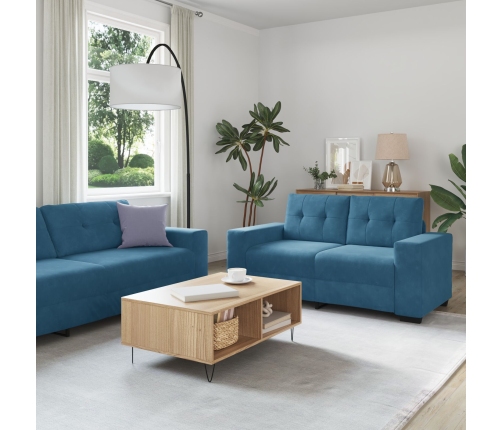 Conjunto de Sofá de 3 Piezas con Cojines de Terciopelo Azul