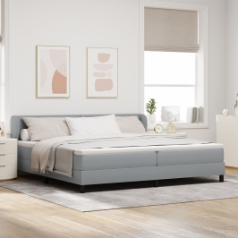 Cama Box Spring con Colchón  Gris Claro 200x200 cm Tela