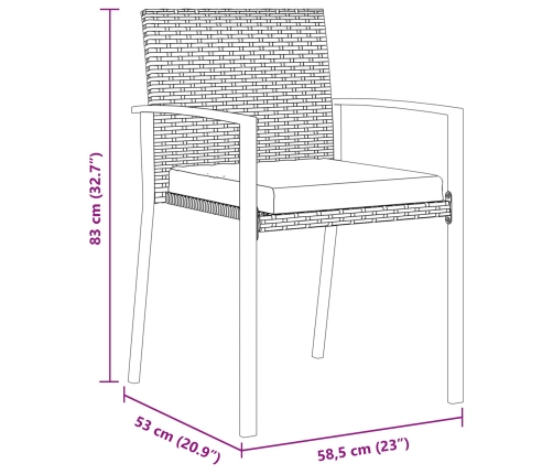 Set de 5 Piezas de Comedor de Jardín  Negro Poliratán