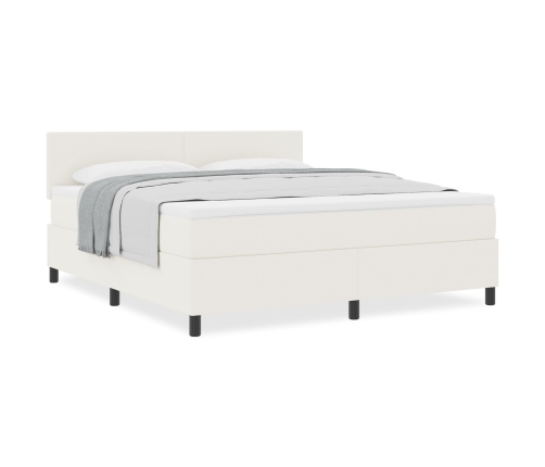 Cama Base Tapizada con Colchón Crema Super King Tela de Terciopelo