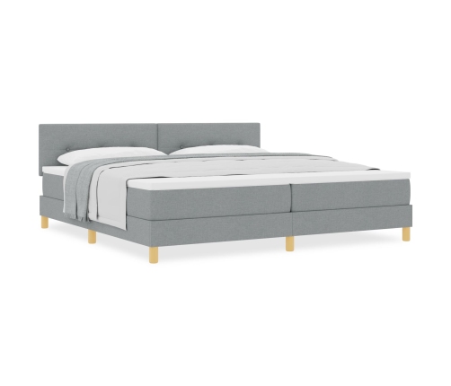 Cama con Box Spring  con Colchón Gris Claro 200x200 cm Tela