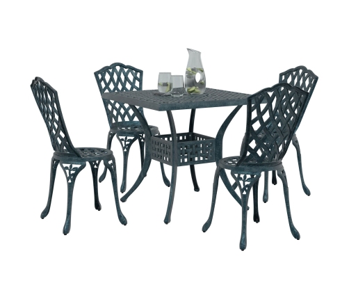 Conjunto de comedor de jardín de 5 piezas  verde de aluminio fundido