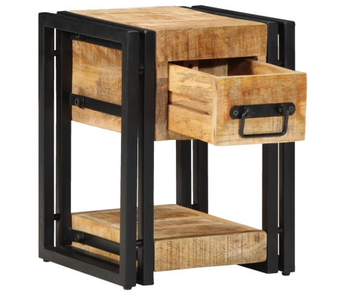 Mesita de Noche  40x40x40 cm de Madera Sólida de Mango