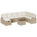 Set de Sofá de Jardín de 9 Piezas con Cojines Beige de Ratán Sintético