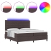 Cama con muelles  con colchón y luces LED Marrón oscuro 200x200 cm Tela