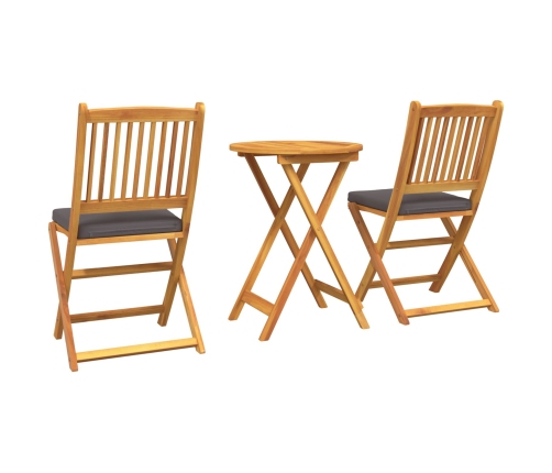 Conjunto de Bistro de Jardín  de 3 Piezas - Madera de Acacia Sólida