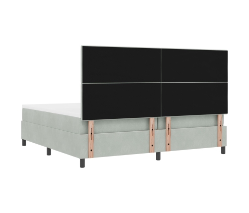 Cama Box Spring  con Colchón Gris Claro 200x200 cm Terciopelo