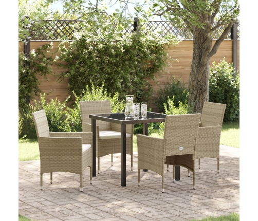 Juego de Comedor de Jardín  de 5 Piezas Beige Ratán Poliratán