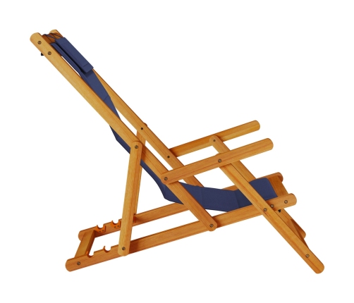 Sillas de Playa Plegables  2 pcs Azul Madera Maciza de Acacia y Textileno