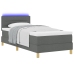 Cama con Box Spring  con Colchón y Luz LED Gris Oscuro 90x200 cm Tela