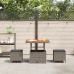 Conjunto de Comedor de Jardín de 3 Piezas con Cojines Gris de Poliratán y Acacia